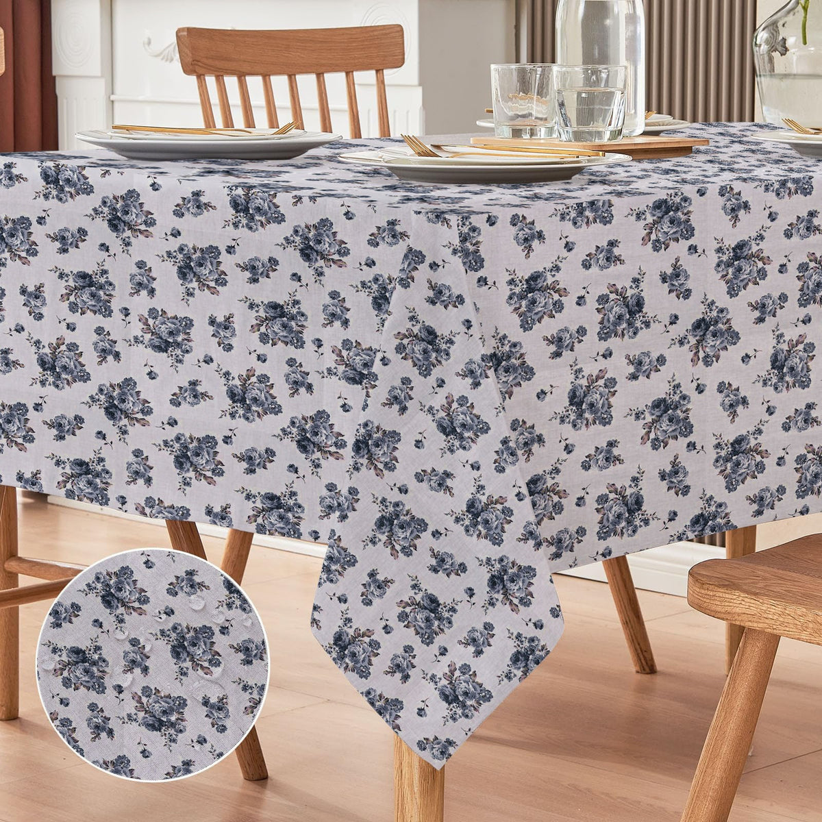 Waterproof Cotton Reversible Dinning Set - Rose Garden Blue - 99 Bedding Store