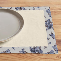 Print Bordered Cotton Dinning Set - Rose Garden Blue - 99 Bedding Store