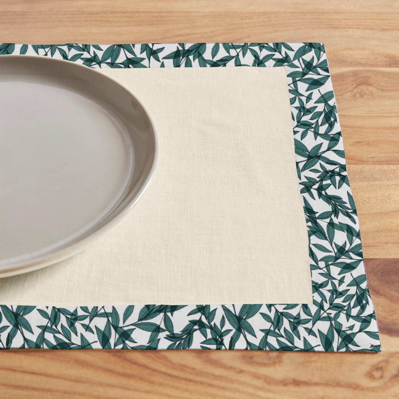 Print Bordered Cotton Dinning Set - Green Leaf - 99 Bedding Store