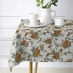 Decorative Printed Cotton Table cover - Rose Garden Beige