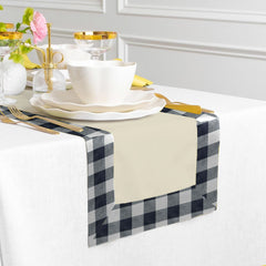 Print Bordered Cotton Dinning Set - Black Check