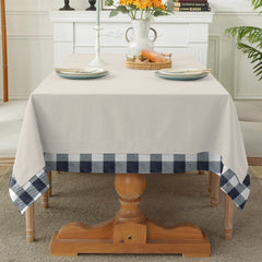 Decorative Tablecloth With Print Bordered Black Check