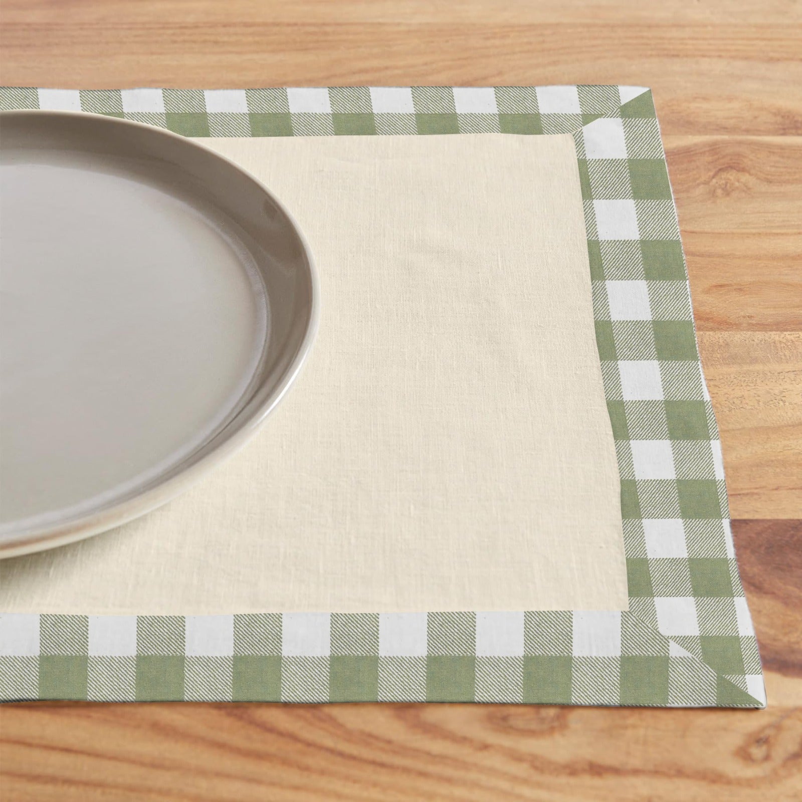 Print Bordered Cotton Dinning Set - Green Check