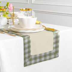 Print Bordered Cotton Dinning Set - Green Check