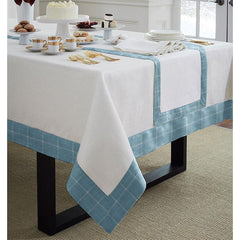 Decorative Tablecloth With Print Bordered Modren Blue