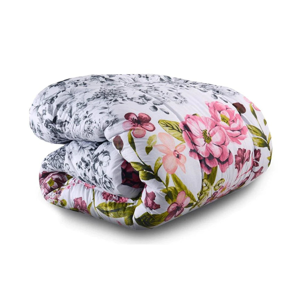 Red Flower Reversible Printed Comforter - 99 Bedding Store