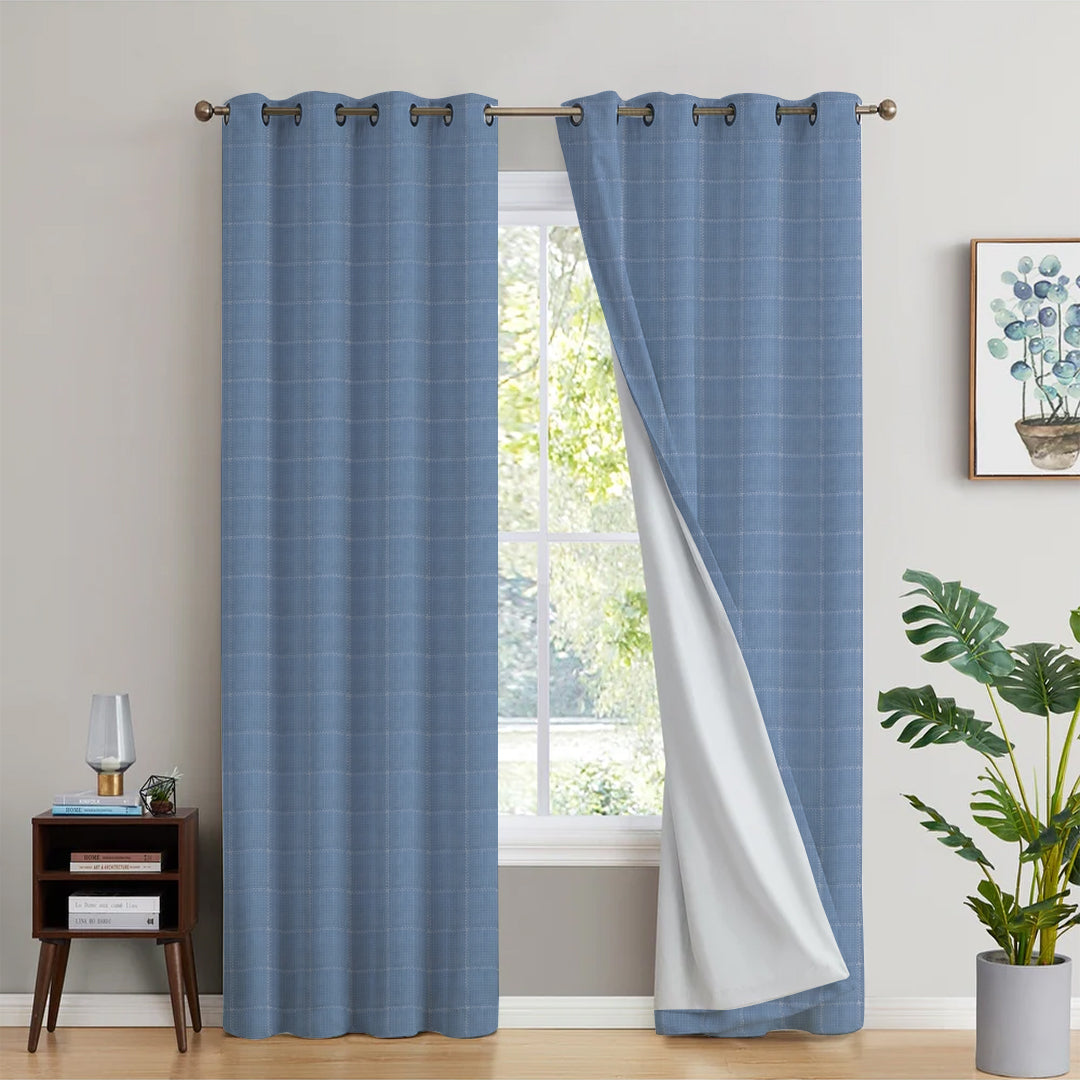 NORDIC BLUE PRINTED BLACKOUT CURTAIN - 99 Bedding Store