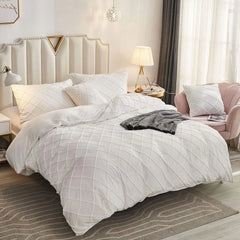 Luxury Velvet Pinch Pleats Duvet Cover Set - White - 99 Bedding Store