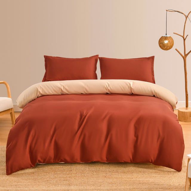 Plain Dyed Reversible Cotton Duvet Cover Set - 005 - 99 Bedding Store