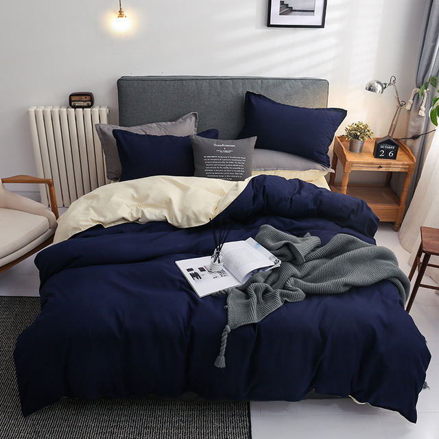 Plain Dyed Reversible Cotton Duvet Cover Set - 006 - 99 Bedding Store