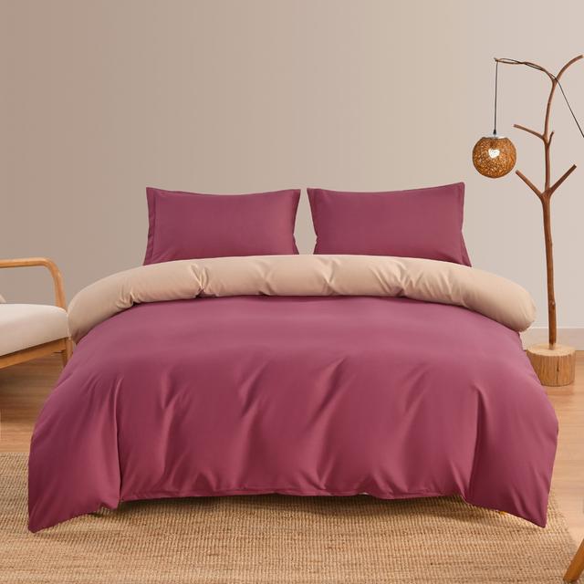 Plain Dyed Reversible Cotton Duvet Cover Set - 005 - 99 Bedding Store