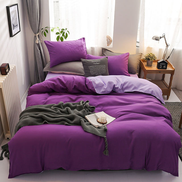 Plain Dyed Reversible Cotton Duvet Cover Set - 005 - 99 Bedding Store