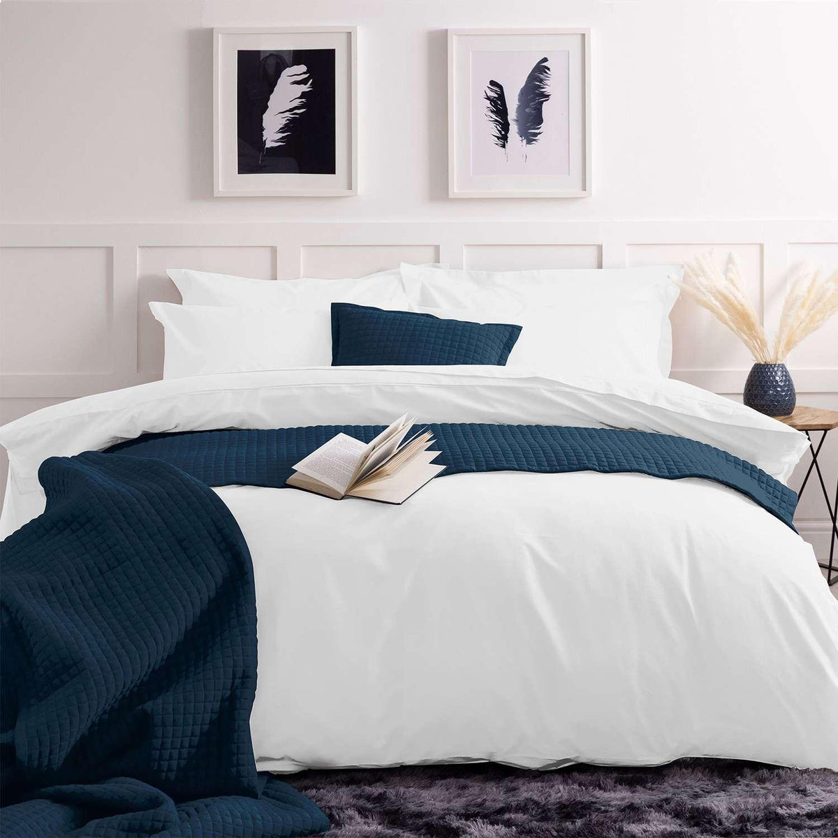 Plain Dyed Duvet Cover Set-White - 99 Bedding Store