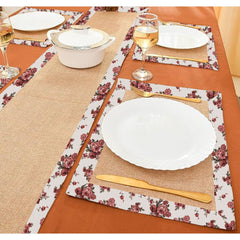 Jute Table Mat Set With border - Rose Garden