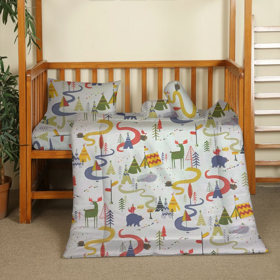 Pcs Printed Baby cot set- Safari Land