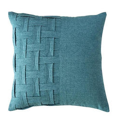 1 pc Teal Blue With Strips Jute Cushion Cover - 99 Bedding Store