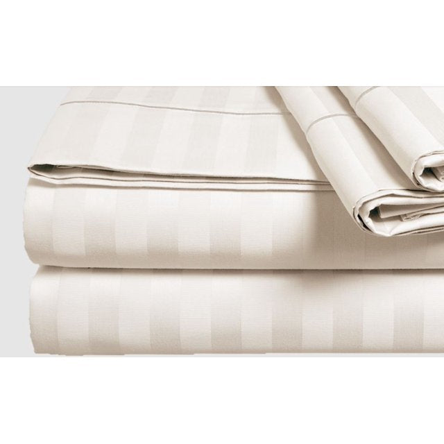 Luxury Strip Satin Bed sheet Set - Off White - 99 Bedding Store