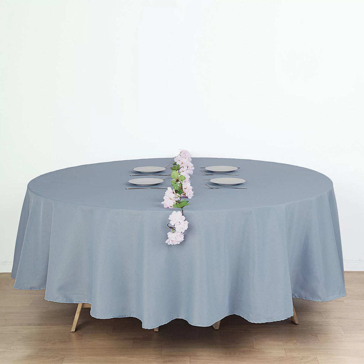 Decorative Cotton Round Tablecloth -Dusty Blue