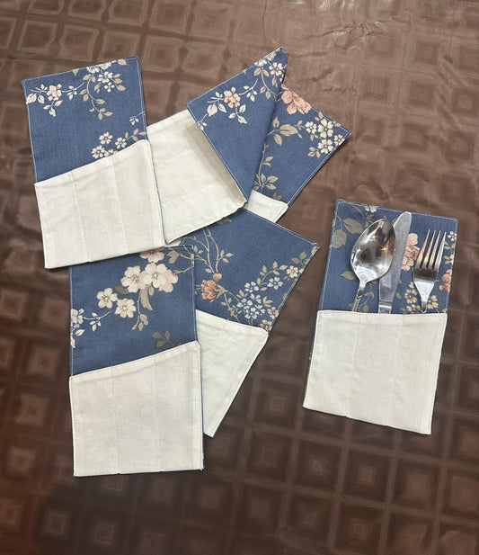 Night Garden Blue With Off White Patch Cutlerey Set