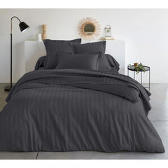 Luxury Strip Satin 6 Pcs Flat Fitted sheet and Duvet Cover Set -