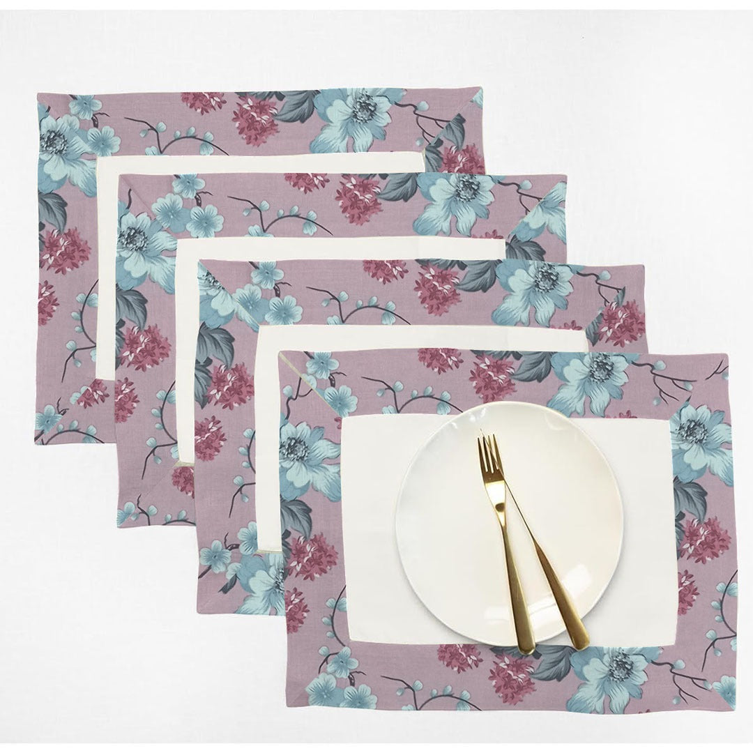 Cotton Table Mat Set With Printed border- Brockedblad
