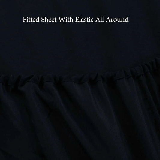 Black Egyptian Cotton Fitted Sheet Set