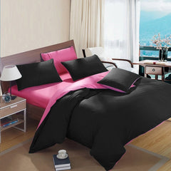 Plain Dyed Reversible Cotton Duvet Cover 8 pcs Set - 002