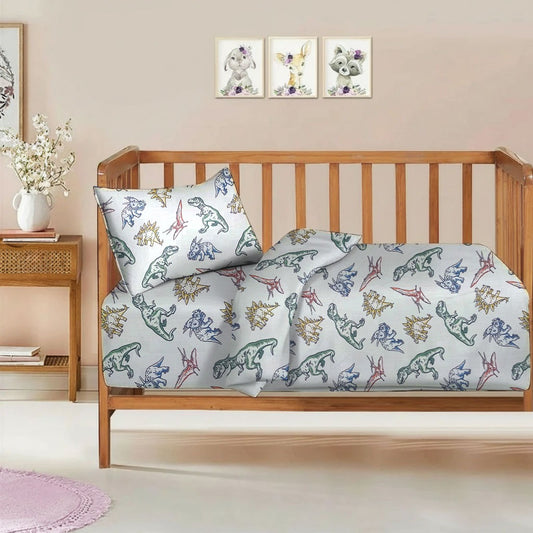 3 Pcs Printed Baby cot set -The Dino