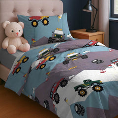 Printed Kids Duvet Cover Set - Moter Cars
