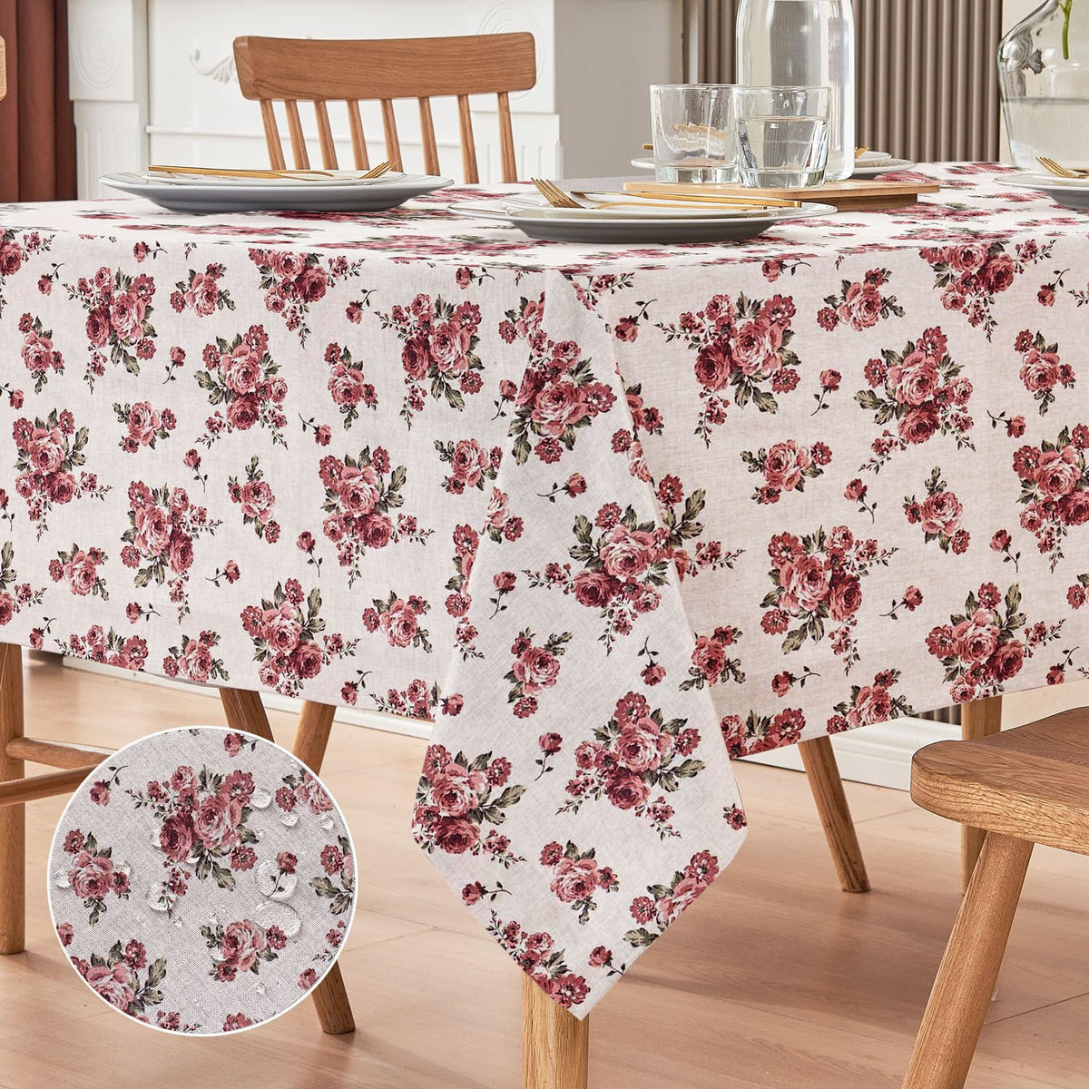 Waterproof Decorative Printed Cotton Table cover - Rose Garden - 99 Bedding Store