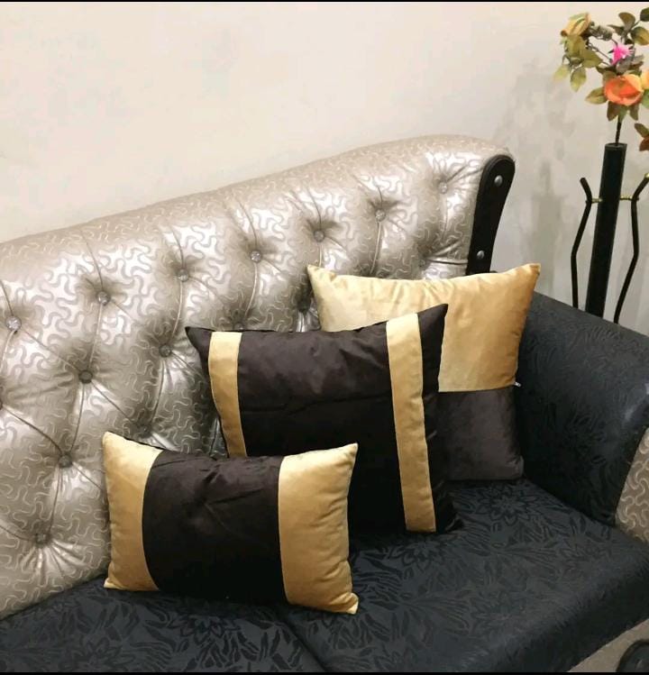 pack of 5 Cabana Strip Cushion Cover Gold and Brown