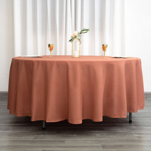 Decorative Cotton Round Tablecloth - Terracotta
