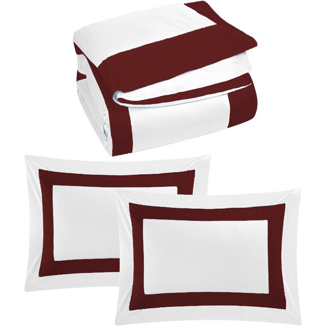 White And Burgundy Luxury Multi Box Egyptian Cotton Duvet Set - 99 Bedding Store