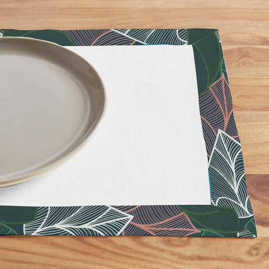 Cotton Dinning Set with Print Bordered- Abis Green