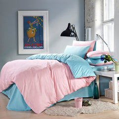 Plain Dyed Reversible Cotton Duvet Cover 8 pcs Set - 002