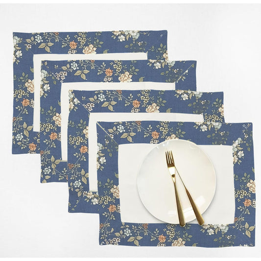 Cotton Table Mat Set With Printed border- Brockedblad
