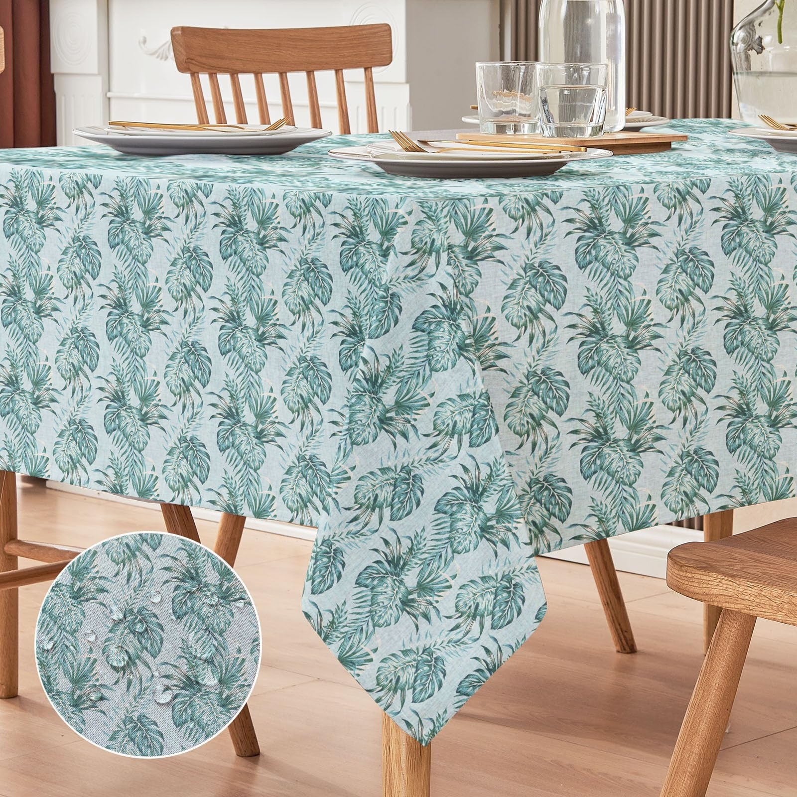 Waterproof Cotton Dinning Set - Palm Leaves - 99 Bedding Store