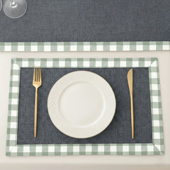 Charcoal Grey Jute Dinning Set With Printed Border-