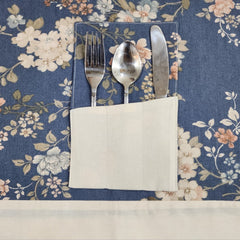 Offwhite Bordered Printed Cotton Reversable Dinning Set -Night Garden