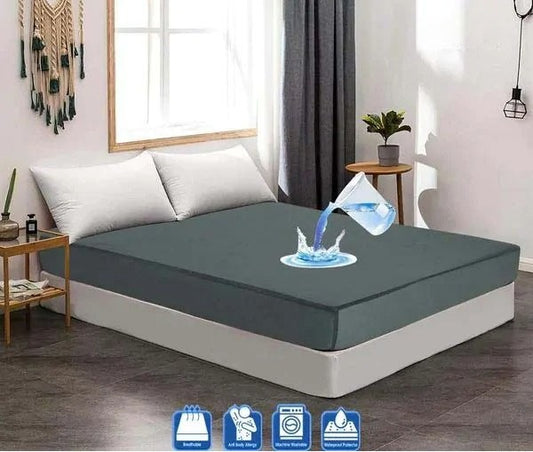 Terry Cotton Waterproof Mattress Protector - Grey