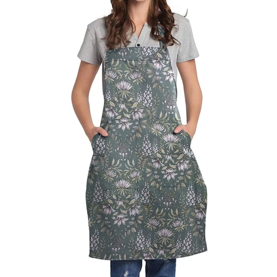 Printed Cotton Apron  - Green Garden