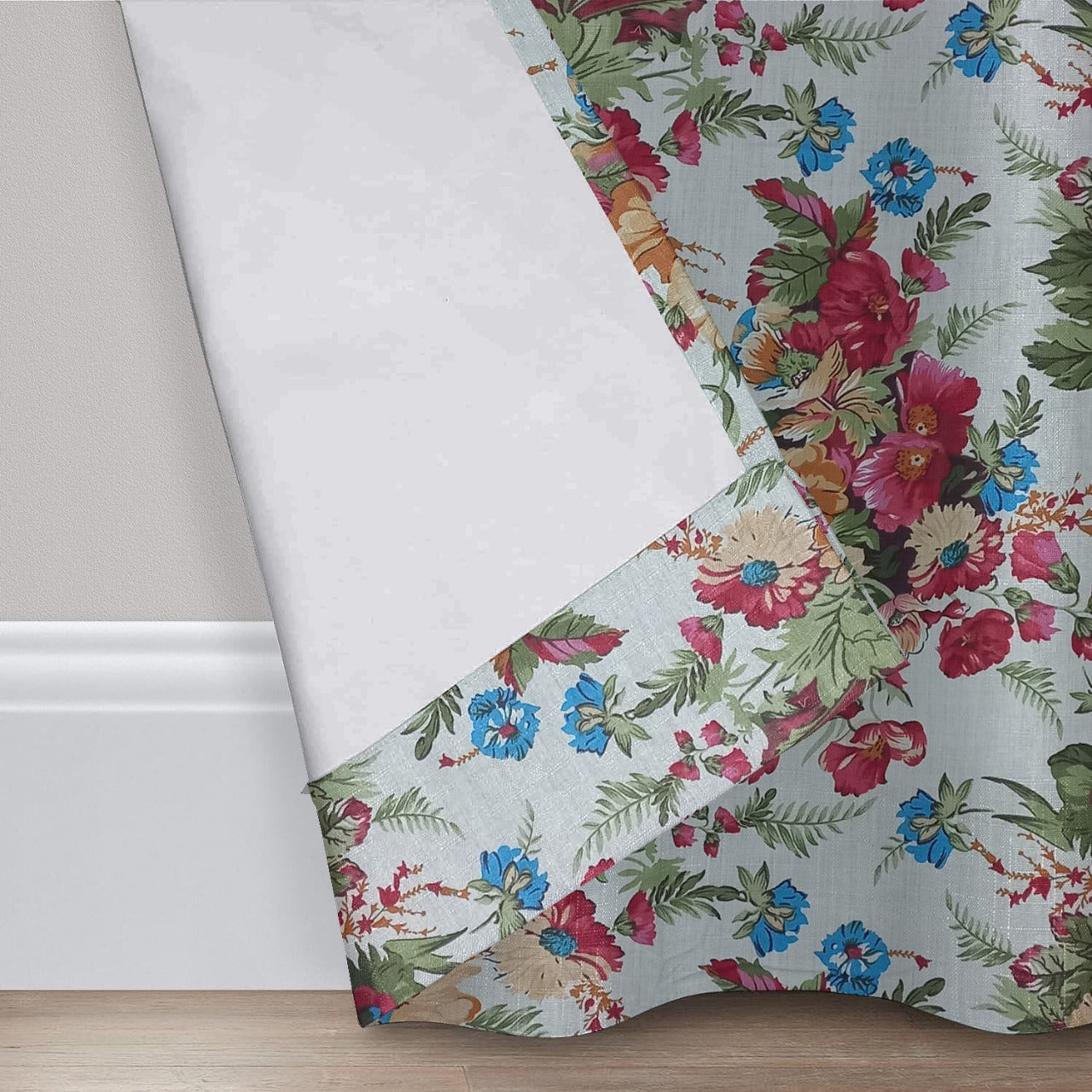 2 PCS PRINTED BLACKOUT CURTAIN ROSE RED