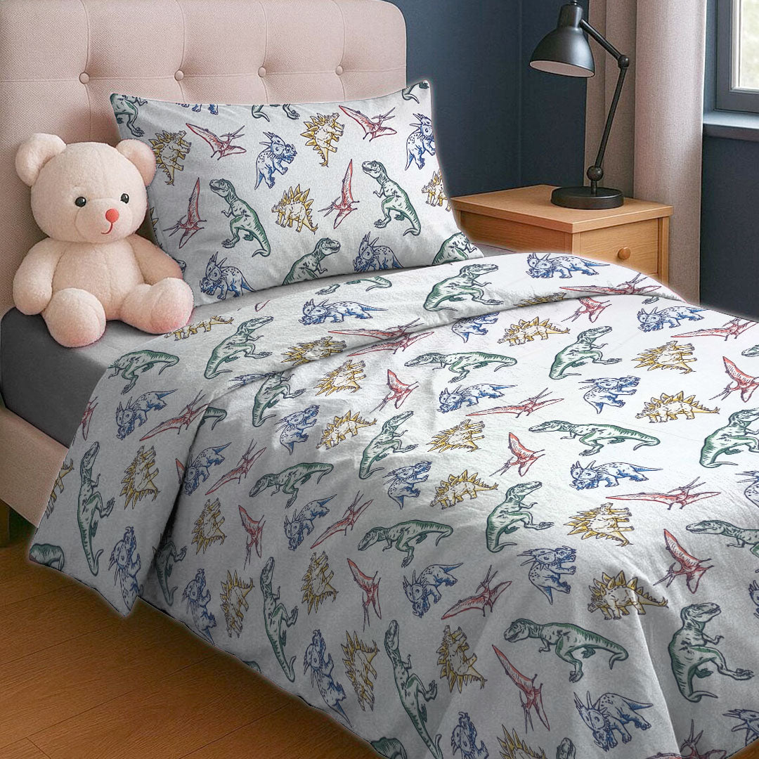 Printed Kids Duvet Cover Set -Dinosaurs