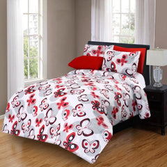 Cotton Printed Double Bed sheet Butterfly Red - 99 Bedding Store