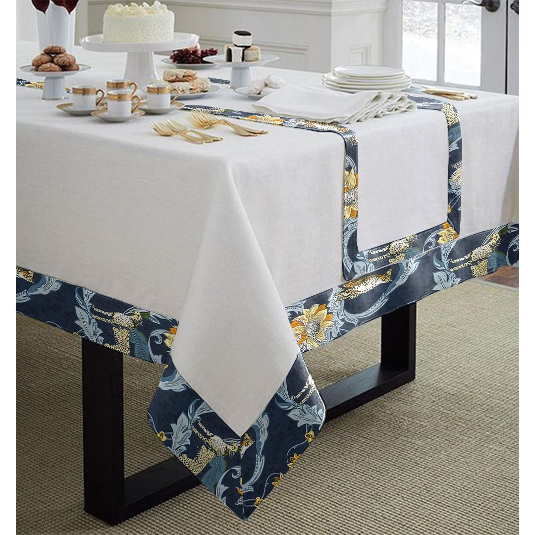 Cotton Tablecloth With Printed Bordered -