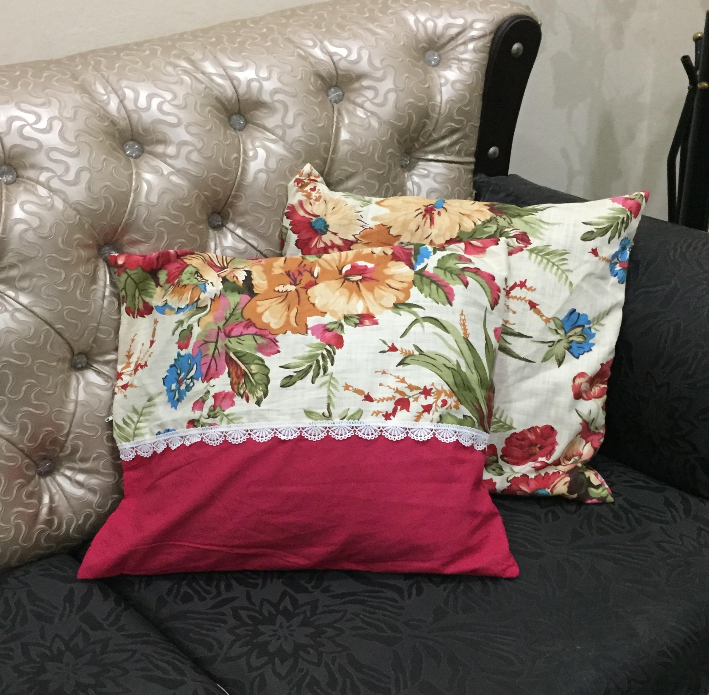 Bella Rese Red- Cushion Cover Set With lace