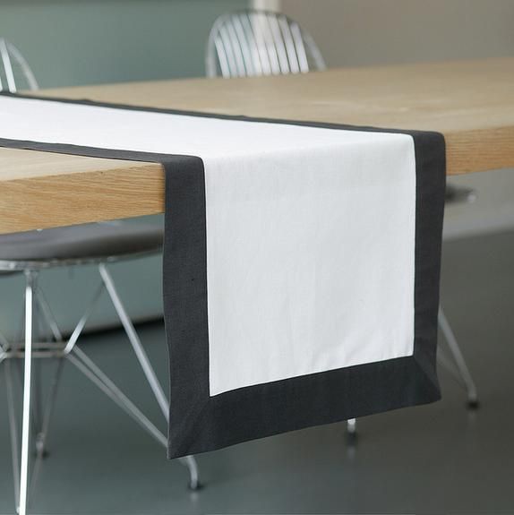 Cotton Table Runner- White With Black Bordered - 99 Bedding Store