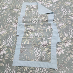Aqua Bordered Printed Cotton Reversable Dinning Set - Green Garden