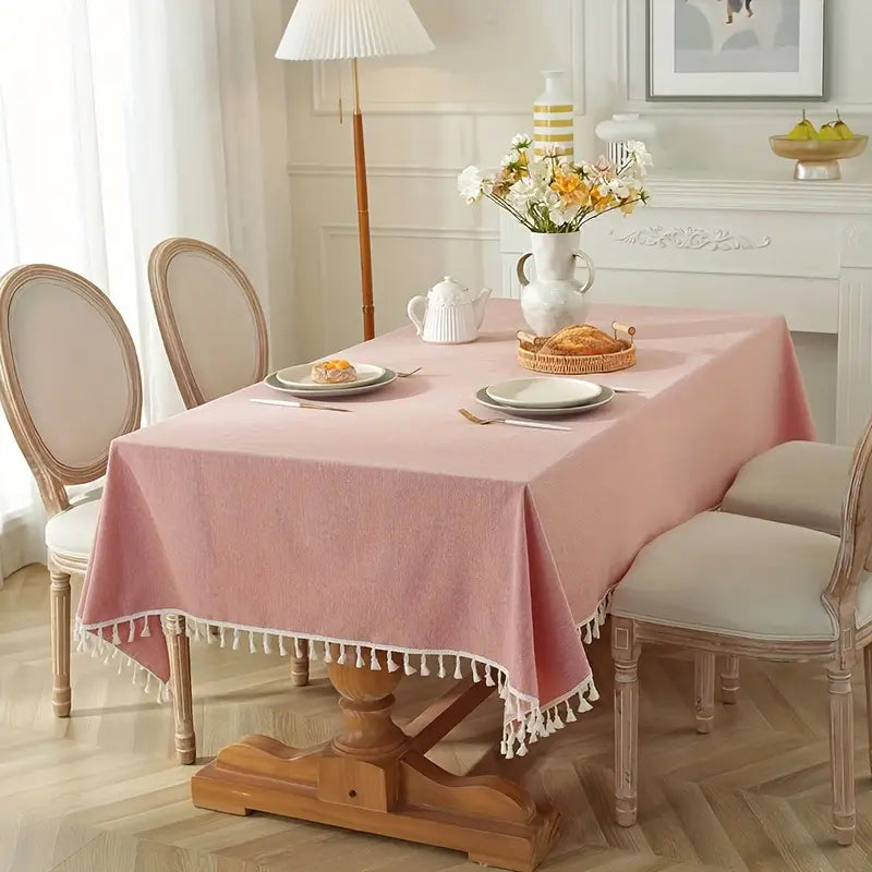 Decorative Cotton Tablecloth With Tassels -