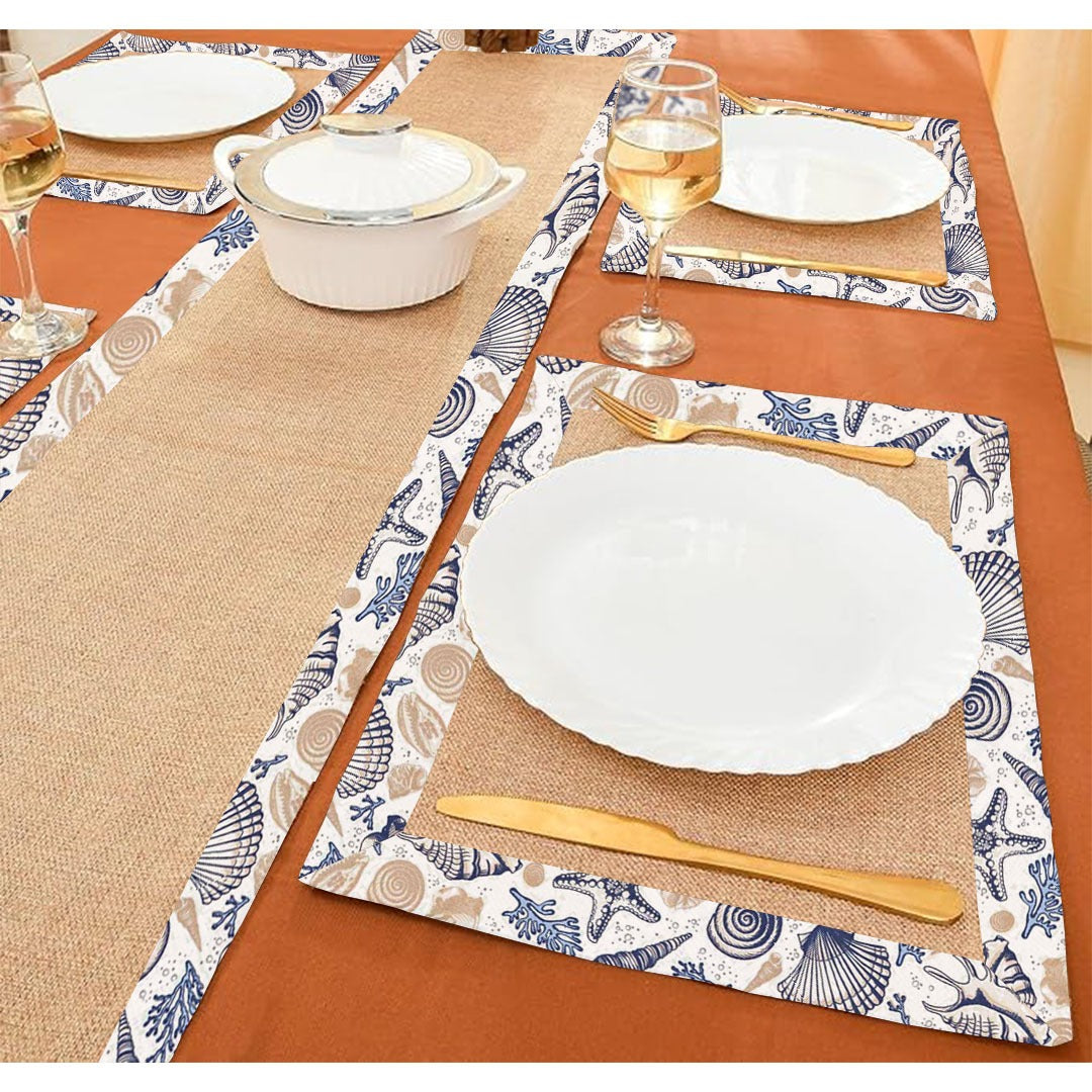 Jute Dinning Set With Border- Sea Life